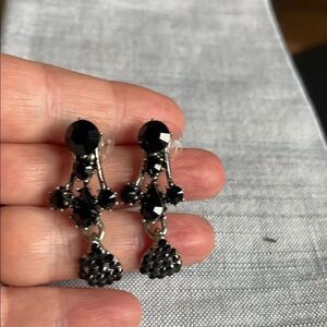Elegant Black Crystal Drop Earrings